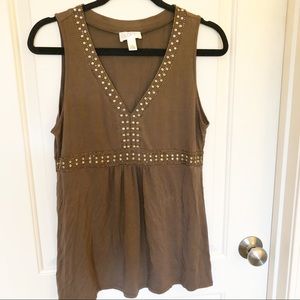 Brown beaded Ann Taylor tank. Empire waist.